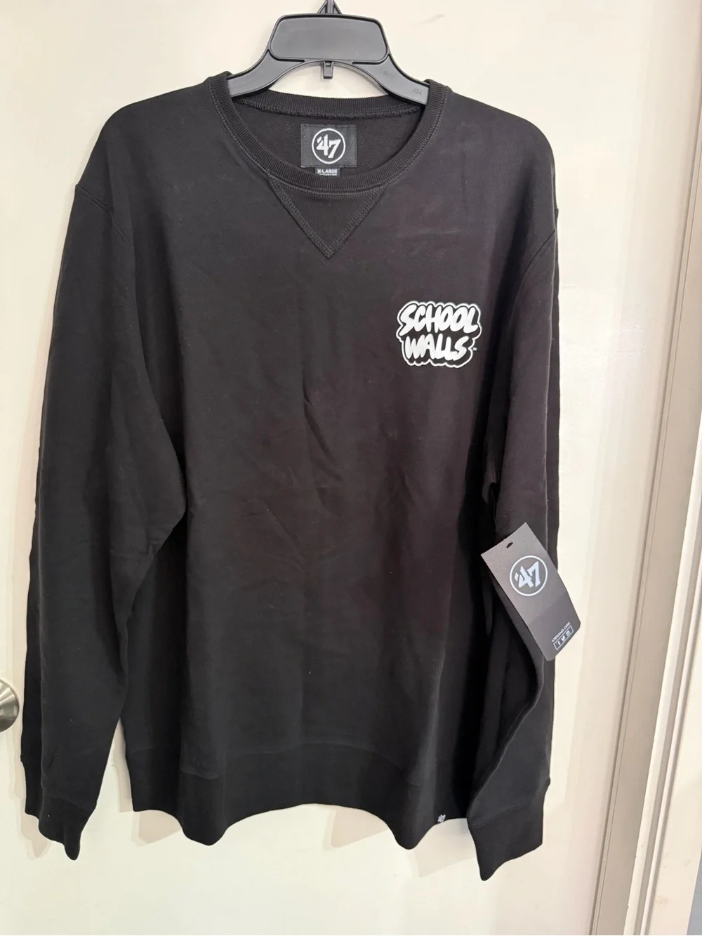 47 Black Crewneck with White